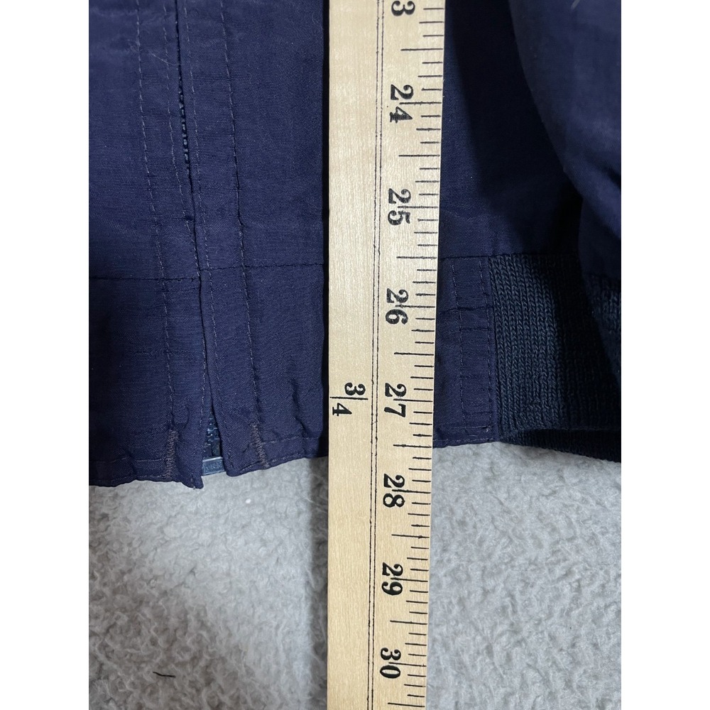 Vtg Eddie Bauer Bomber Jacket Men's L Navy Blue Nylon Fleece Lined Full Zip 90s - Picture 5 of 9